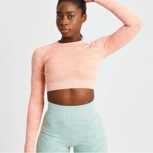 AYBL Evolve camo seamless long sleeve crop top - peach size s